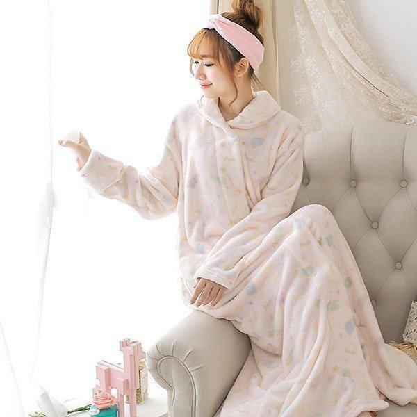 レディース パジャマ ワンピース 前開き ルームウェア バスローブ ロングパジャマ ランジェリー きぐるみ マキシ丈 モコモコ 秋 冬 部屋の通販はau Pay マーケット エイトナイト