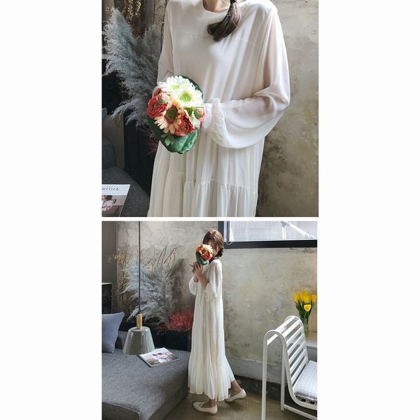 シフォンワンピース レディース ワンピース シースルー ロングワンピース 長袖 白ワンピース フレアワンピ マキン丈ワンピース ふわふわ の通販はau Pay マーケット エイトナイト