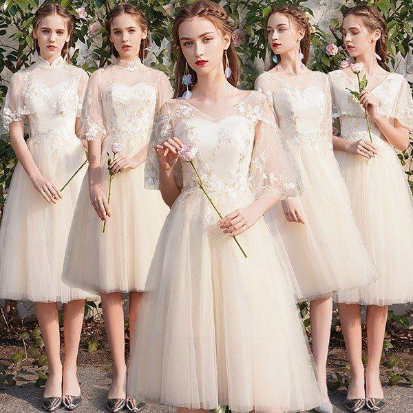 在庫限り 完売次第終了ぽっきりsale 結婚式ワンピース 二次会 花嫁 ドレス ブライズメイド ドレス ブライズメイドドレス ミモレ丈 ピアノ発表会 Vネック オープンショルダー 再入荷1番人気 Carlavista Com