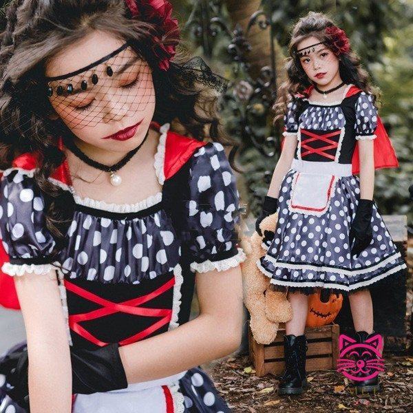 ハロウィン 子供用 ハロウィーン キッズ 世界の童話 昔話 赤ずきん エプロン ケープ付き ワンピース ハロウィン 衣装 メイド仮装 Xj4015の通販はau Pay マーケット Happy Delivery