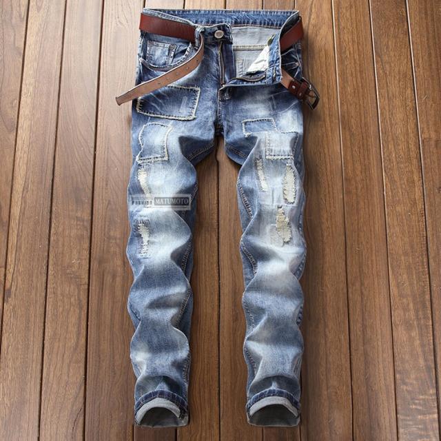 デニムパンツ メンズ ダメージ加工 ストレッチ ボトムス ロングパンツ デニム ジーンズ Jeans 新作 韓国ファッション メンズ トレンドの通販はau Pay マーケット Matumoto