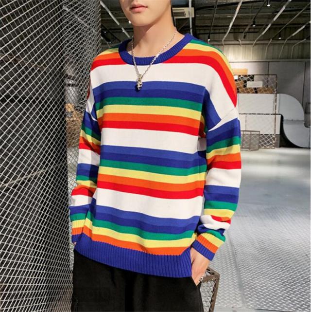メンズ 長袖 ニットセーター メンズ セーター 長袖 トップス アウター ストライプ カジュアル 韓国ファッション 人気 新作 個性の通販はau Pay マーケット Matumoto