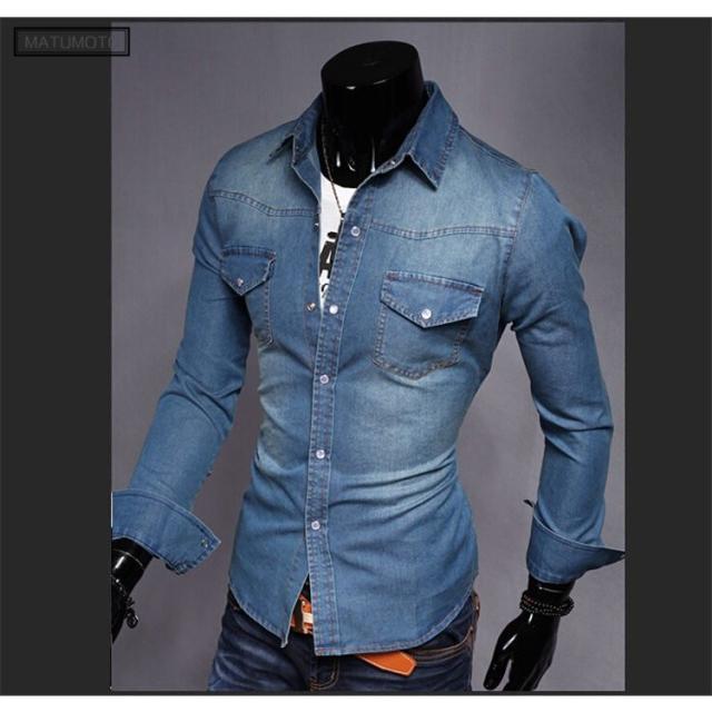 デニムシャツ メンズ カジュアルシャツ トップス カジュアルビジネス 長袖シャツ 細身 春秋 シャツ デニム 父の日の通販はau Pay マーケット Matumoto