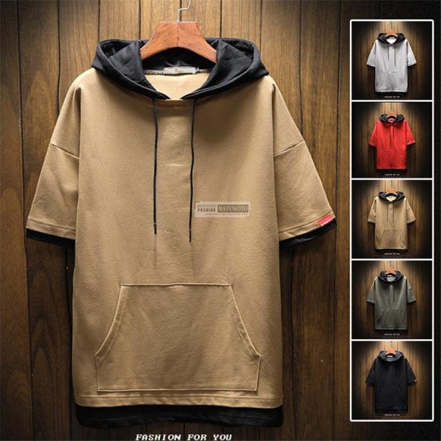 送料無料 半袖パーカー カジュアル パーカー メンズ 夏用 薄手 切り替え 夏パーカー フード付き 大きいサイズ 夏 父の日の通販はau Pay マーケット Matumoto