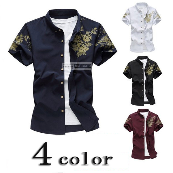 半袖シャツ メンズ 花柄シャツ カジュアルシャツ リゾート 大きいサイズ シャツ スタンドカラー プリント柄 男性用 18 夏の通販はau Pay マーケット Matumoto