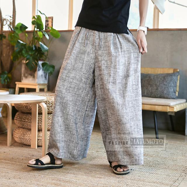 ワイドパンツ メンズ バギーパンツ ボトムス サマー ロングパンツ リネンパンツ パンツ 麻パンツ ストライプ柄 ゆったり Urpuhulshj メンズファッション Lightpoint Ge