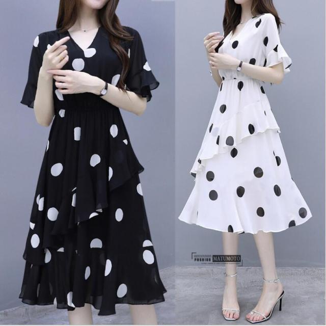 還元祭クーポン利用可 ワンピース レディースキシ丈 水玉ワンピース シフォン ひざ下丈ワンピ ドット柄 夏 マキシ丈 上品 シフォン の通販はau Pay マーケット Matumoto