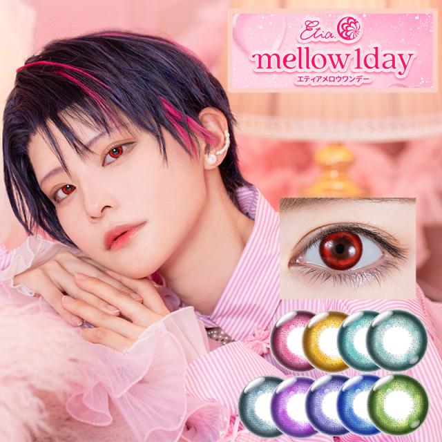 エティア メロウ ワンデー 1箱10枚入（送料無料）カラコン 度あり 度なし 14.0mm Etia mellow 1day ハーフ目 コスプレ 高発色 1日使い捨て カラーコンタクト コンタクト 白 赤 紫 緑 黄 big_bc
