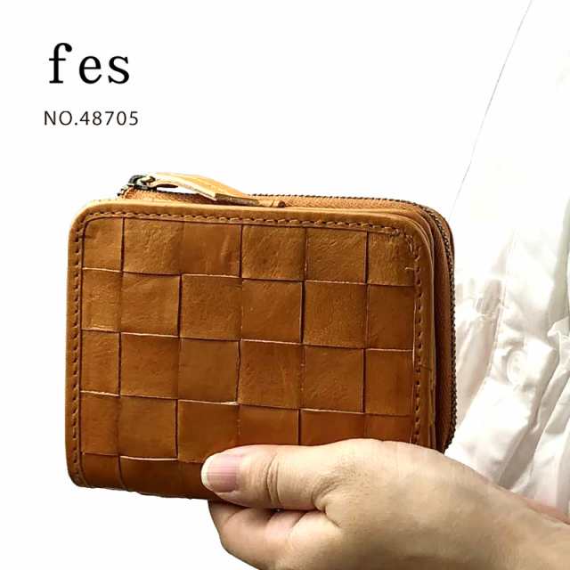 fes 財布 レディース 二つ折り財布 48705 本革 レザー メッシュ