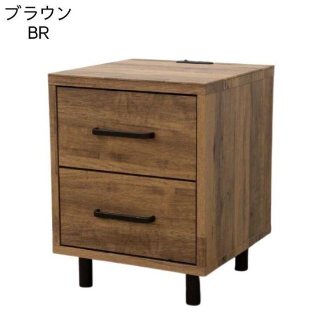 LED ライト付き ナイトテーブル コンセント付き サイドテーブル スノー 36cm 引き出し ベッド横 収納 小物入れ 照明 チェスト コンパクト フロアライト スリム おしゃれ 脚付き ホワイト ナチュラル ブラウン ウォールナット色 三環ジャパン_5