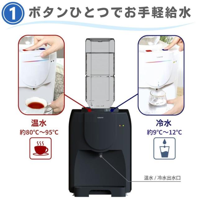 BLIST SY-108N ペットボトル対応 温冷 コンパクト 卓上 ウォーターサーバー ペットボトル ボトル 水道水 本体 スタンド 水 ラックガラス 紙コップ 温水 冷水 天然水 2L 2リットル 一人暮らし 給水 SY-108N-WH SY-108N-CG 家庭 冷水器 温水器_3
