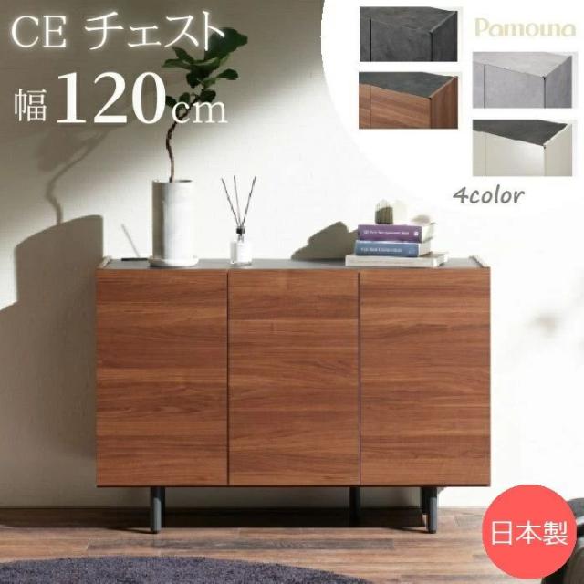 【開梱設置・購入特典付c】 PAMOUNA パモウナ CE キャビネット CE-120 幅120cm 開き扉 完成品 チェスト 脚付 収納 棚 国産 日本製 薄型 コンセント付引出 リビングボード テレビボード ハイタイプ 寝室 モダン おしゃれ 北欧