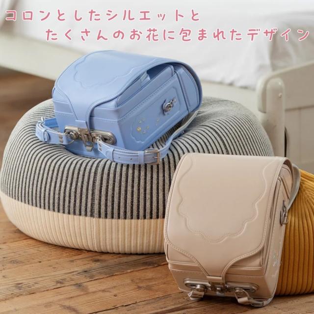 フィットちゃん ランドセル CEC-042 セシリア 2027 e-QUB型 イーキューブ ミラくるっロック らくふわベルト 6年保証 ワンタッチロック 日本製 A4フラットファイル対応 女の子 かわいい ピンク パープル ブルー アイボリー イエロー レッド_1