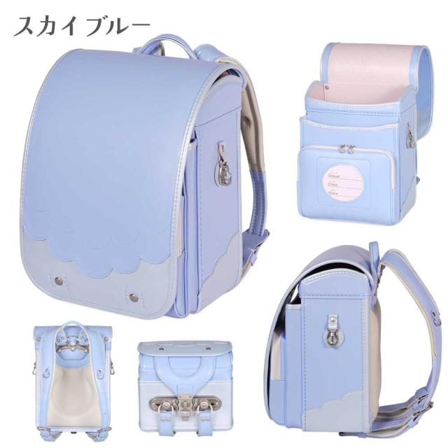 フィットちゃん ランドセル MAC-043 マカロンジェラート 2027 e-QUB型 イーキューブ ミラくるっロック らくふわベルト 6年保証 ワンタッチロック 日本製 A4フラットファイル対応 女の子 かわいい バイカラー ピンク パープル グリーン ブルー 白 青 紫_16