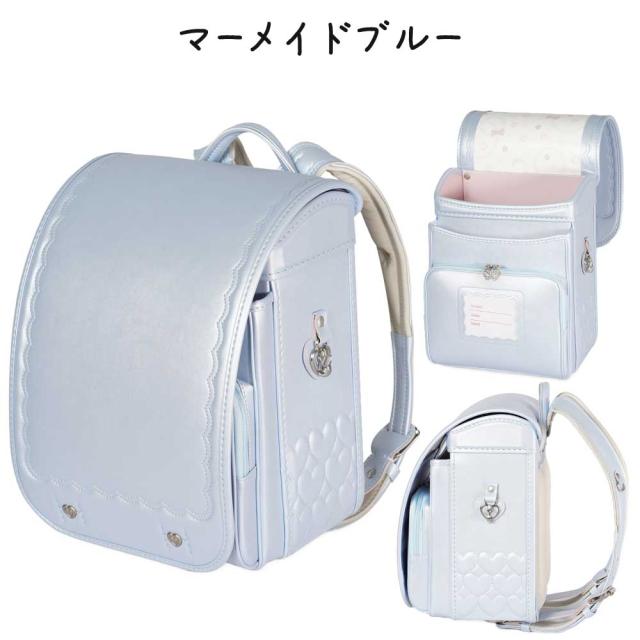 フィットちゃん ランドセル PET-043 プチジュエル 2027 e-QUB型 イーキューブ ミラくるっロック らくふわベルト 6年保証 ワンタッチロック 日本製 A4フラットファイル対応 女の子 かわいい パール ハート ピンク 紫 水色_16