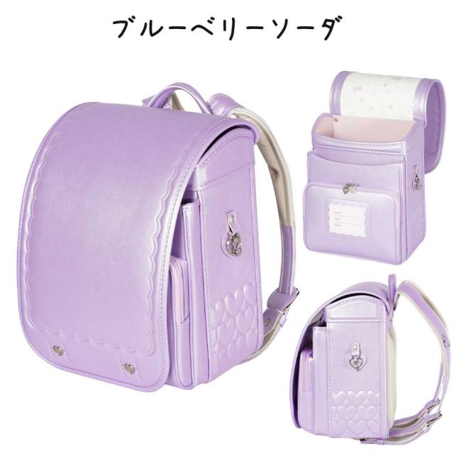 フィットちゃん ランドセル PET-043 プチジュエル 2027 e-QUB型 イーキューブ ミラくるっロック らくふわベルト 6年保証 ワンタッチロック 日本製 A4フラットファイル対応 女の子 かわいい パール ハート ピンク 紫 水色_18