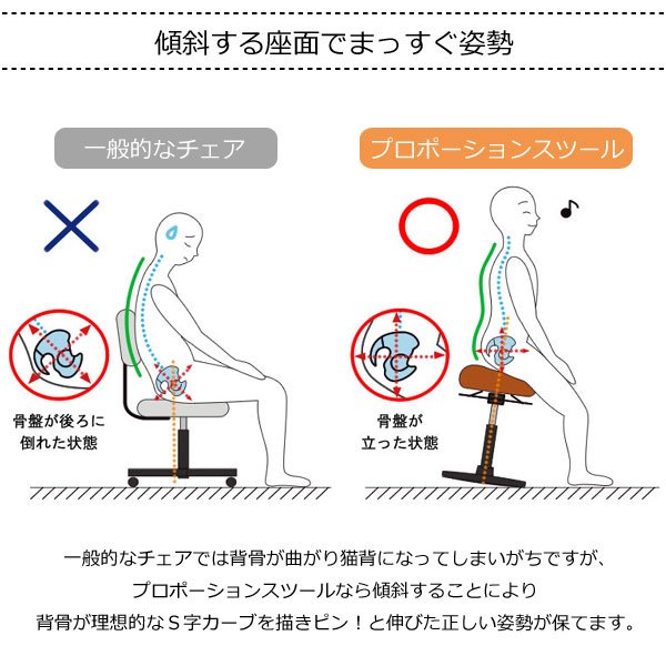 プロポーションスツール バランスチェア ゆらゆら運動 カウンターチェア 椅子 イス ダイエット 高さ調節 姿勢矯正 ハイタイプ 背筋 伸びる CH-800H 大人用 宮武製作所_5