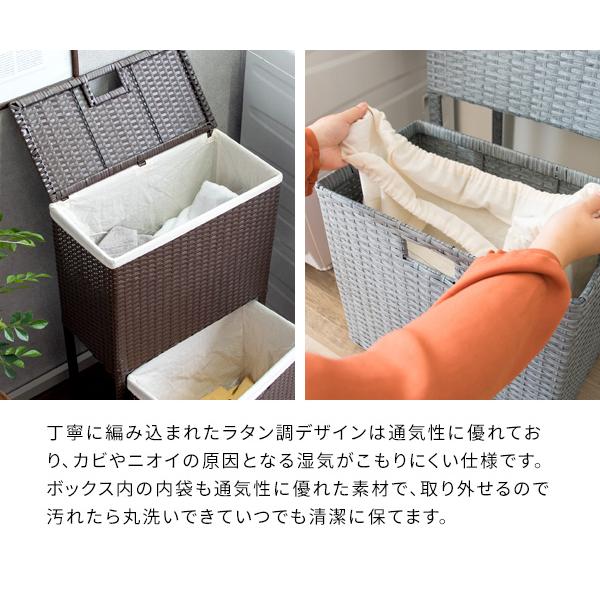 ランドリーボックス ランドリー収納 チェスト 衣類収納 RB-500 2段 分別 軽量 ラタン キャスター付き シンプル かわいい 簡単 宮武製作所 Diario ディアリオの通販は
