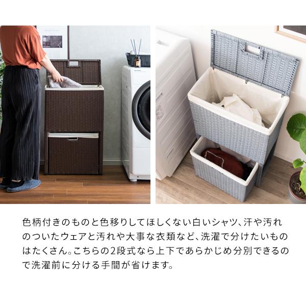 ランドリーボックス ランドリー収納 チェスト 衣類収納 RB-500 2段 分別 軽量 ラタン キャスター付き シンプル かわいい 簡単 宮武製作所 Diario ディアリオの通販は