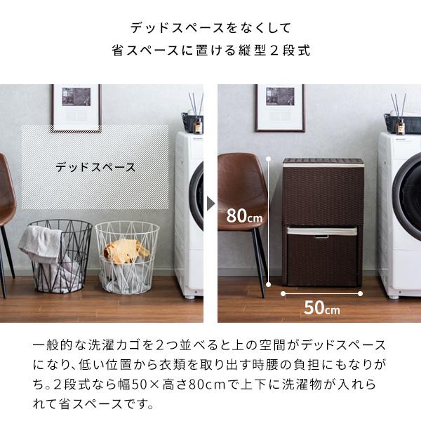 ランドリーボックス ランドリー収納 チェスト 衣類収納 RB-500 2段 分別 軽量 ラタン キャスター付き シンプル かわいい 簡単 宮武製作所 Diario ディアリオの通販は