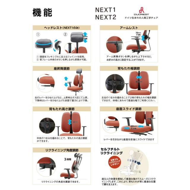 デュオレスト NEXT1 オフィスチェア テレワーク 疲れない 人間工学 椅子 デュオレストチェア DUOREST PC ワークチェア デスクチェア パソコンチェア ゲーミング 快適 背もたれ 調節 分割背もたれ ロッキング ヘッドレスト 肘付 腰痛 予防_2