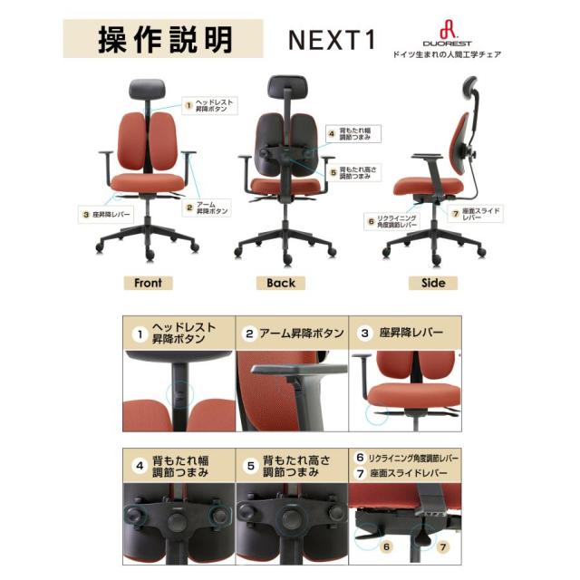 デュオレスト NEXT1 オフィスチェア テレワーク 疲れない 人間工学 椅子 デュオレストチェア DUOREST PC ワークチェア デスクチェア パソコンチェア ゲーミング 快適 背もたれ 調節 分割背もたれ ロッキング ヘッドレスト 肘付 腰痛 予防_3