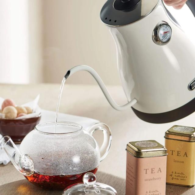Toffy トフィー 電気ケトル 温度計付き電気ケトル K-KT3 ラドンナ 小型 コーヒー ドリップ お茶 粉ミルク おしゃれ 細口 空焚き防止機能 新生活 プレゼント ギフト 1.0L キャンプ ケトル 温度計付き レトロ かわいい 人気