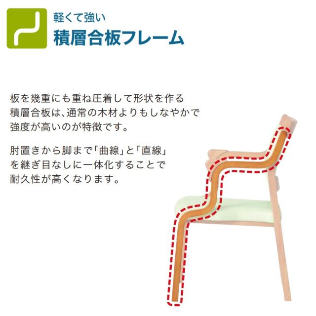 ダイニングチェア 2脚セット 立ち座りサポート補助設計 軽い 超軽量 介護椅子 高齢者 食堂椅子 高齢者椅子 持ち手付 完成品 Care-111-AC Care-AC-111 ケアチェア 高齢者用 ケア 介護 介護施設 合皮 汚れに強い 貞苅椅子 スタッキング 肘付き 介護用_3