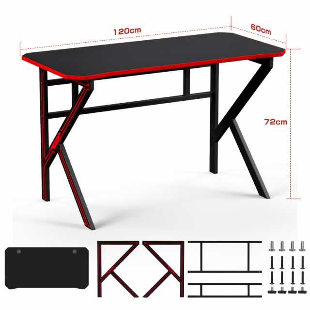 ゲーミングデスク オフィスデスク 112cm*60cm*72cm パソコンデスク K字