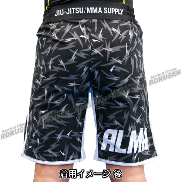 ALMA・アルマ サンダー ファイトショーツ S/M/L/XL ブラック/ブルー ALP3 バトルパンツ 格闘技パンツ 格闘技トランクス 格闘技ショーツ ファイトパンツ コンバットショーツ MMA 総合格闘技 ブラジリアン柔術