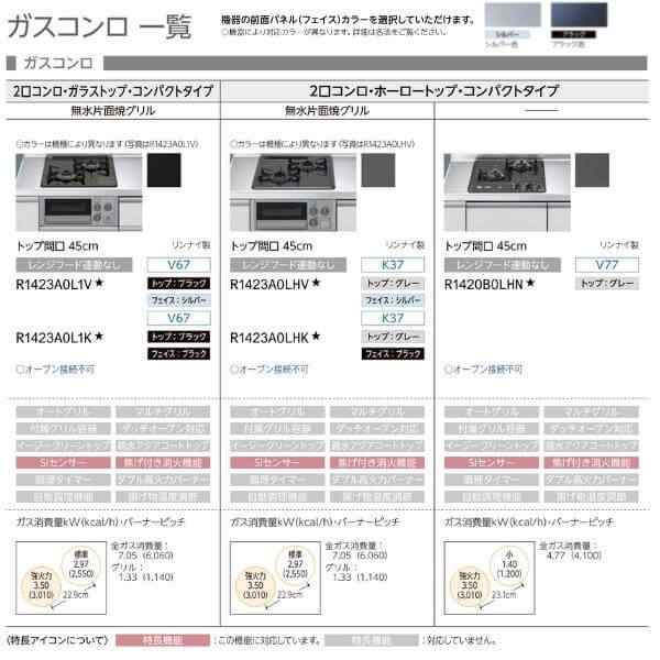 壁付I型 間口180cm奥行65cm高さ85cmスライドストッカープラン 3口コンロ レンジフード ウォールユニット無 食器洗い乾燥機無 リクシルシエラS W1800mm グループ1 - 3