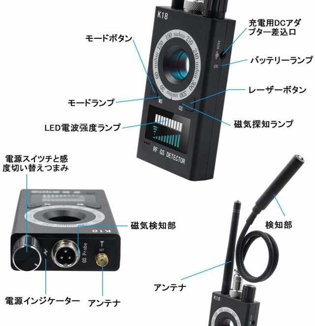 盗聴器発見機 盗撮器発見機 盗聴盗撮発見器 盗聴器発見機ランキング 隠しカメラ発見器 磁気感知 業務用レベル高感度 GPSロガーの通販はau PAY  マーケット - 島津雑貨屋