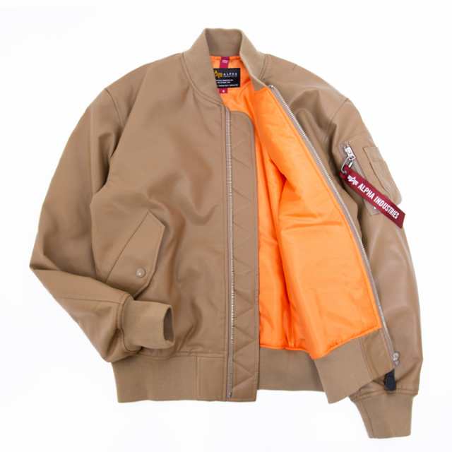 ALPHA INDUSTRIES アルファインダストリーズ 」 フェイクレザー MA-1