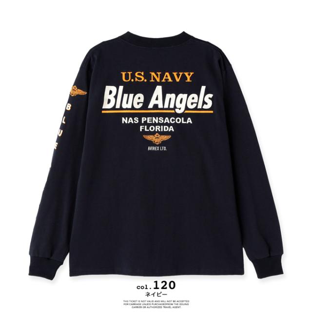 AVIREX アビレックス 長袖 Tシャツ エンブロイダリー ザ ブルーエンジェル LONG SLEEVE T-SHIRT EMBROIDERY THE BLUE ANGELS 783-4130010 7834130010 AVIREX アビレックス 」 長袖 Tシャツ エンブロイダリー ザ