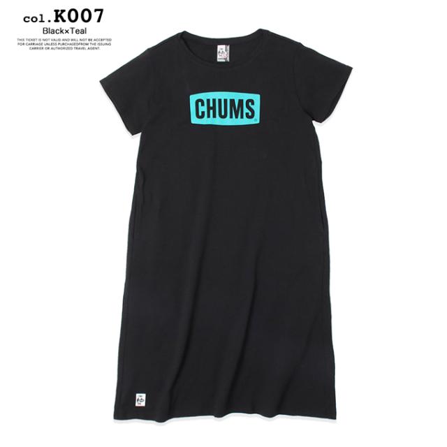 Chums 半袖ワンピース CHUMS チャムス 」 チャムス ロゴ ドレス ワンピース CHUMS Logo