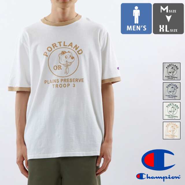【SALE!!】 「 Champion チャンピオン 」 ショートスリーブ リンガー Tシャツ C3-Z339 / メンズ Mens 半袖T ダメージ アメカジ プリントTシャツ ワンポイントの通販は 6,077円