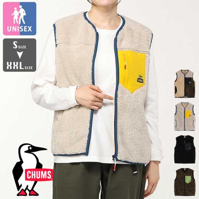 「 CHUMS チャムス 」 Bonding Fleece No Collar Vest ボンディングフリースノーカラーベスト CH04-1433 / chums チャムス フリース ベスト 裏フリース /