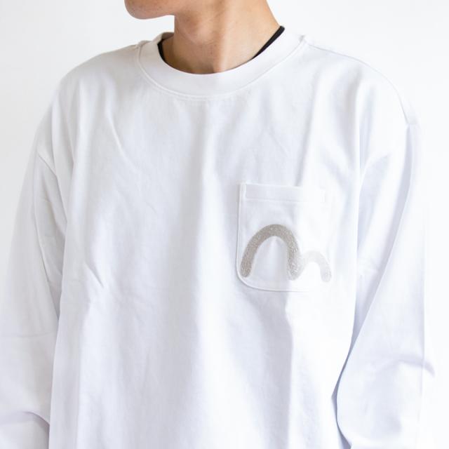 EVISU エビス カモメ刺繍ポケット リラックスフィット 長袖Tシャツ 2EAEJM5TL6029RXCT / トップス ロンT メンズ レディース ポケット Tシャツ ワンポイント 白T 無地T 2025AW EVISU エビス カモメ刺繍ポケット リラックスフィット 長袖Tシャツ