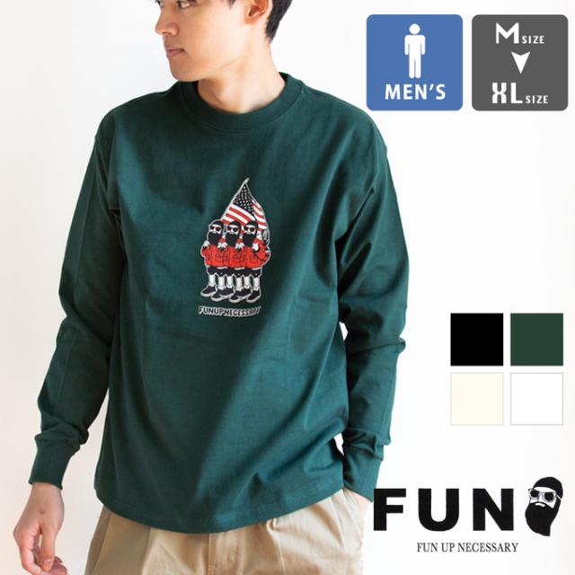 「 FUN ファン 」 L/S OJISAN PRINT T-Shirt ロングスリーブ おじさん　プリント T-シャツ F-24110572 / メンズ プリントT ロンT 星条旗