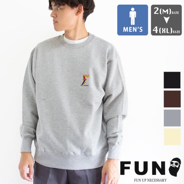 FUN ファン EMB OJISAN ONE POINT Sweat Shirt エンブロイド おじさん ワンポイント スウェットシャツ F-25050523 / fun おじさん スウェット シャツ プリントスウェット クルーネック 刺繍 ロゴ プルオーバー 2025AW