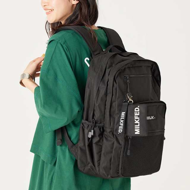 【色: ブラック】[ミルクフェド] ダブルジップ W ZIP BACKPACK