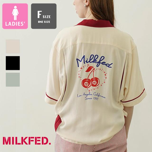 売れ筋商品|||MILKFED. ミルクフェド CHERRIES BOWLING SHIRTS 103252014005 チェリーボウリングシャツ 刺繍 サクランボ 半袖 かわいい 開襟 レディース 正規店 MILKFED. ミルクフェド 」 CHERRIES BOWLING SHIRTS チェリー