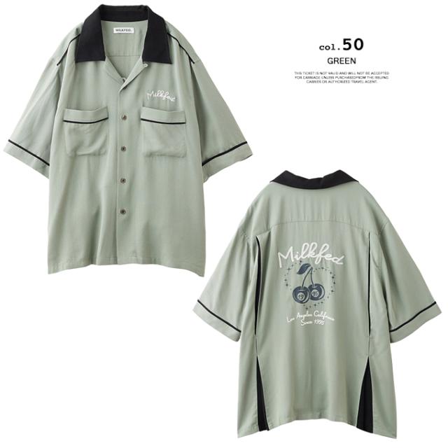 売れ筋商品|||MILKFED. ミルクフェド CHERRIES BOWLING SHIRTS 103252014005 チェリーボウリングシャツ 刺繍 サクランボ 半袖 かわいい 開襟 レディース 正規店 MILKFED. ミルクフェド CHERRIES BOWLING SHIRTS 103252014005