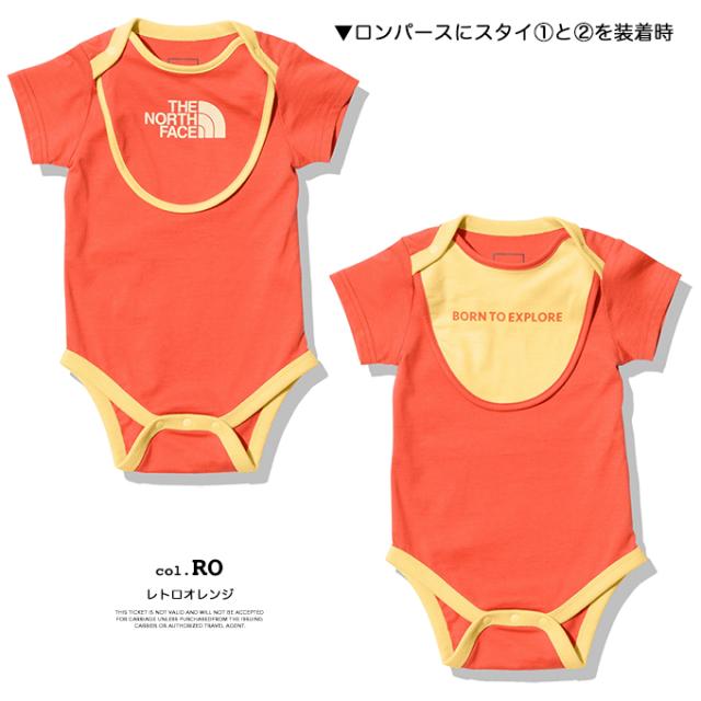 ノースフェイス　ベビーセット　レトロオレンジ　サイズ80 THE NORTH FACE ザ・ノース・フェイス 」 B S/S Rompers ＆ 2P