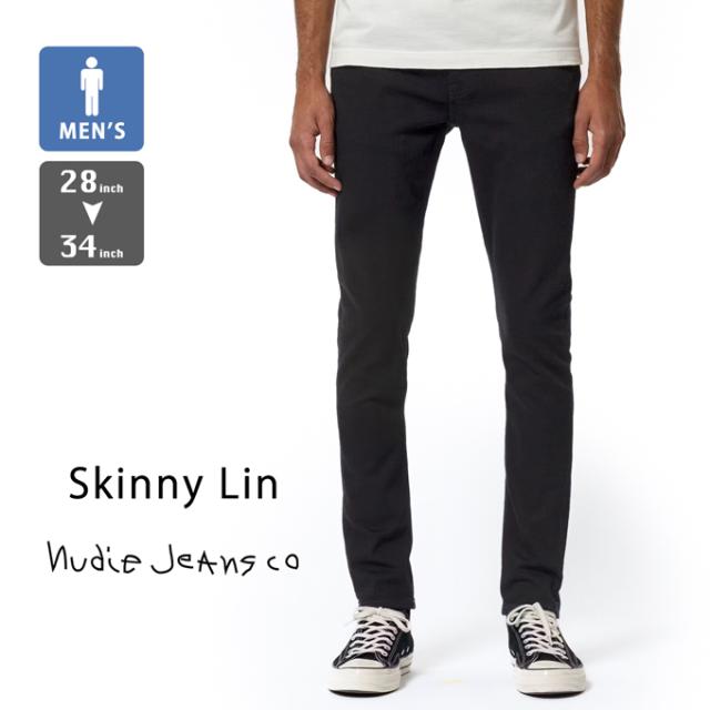 Nudie Jeans ヌーディージーンズ スキニー リン ブラック ブラック Skinny Lin Black Black 53161-1011 SKINNYLIN-180 / ヌーディー スキニーリン ブラックデニム 黒パンツ メンズ
