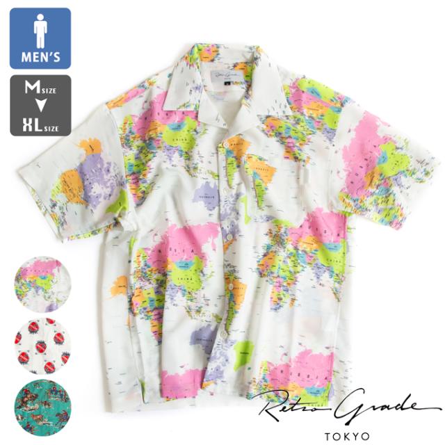 Retro Grade TOKYO レトログレード トーキョー RG PAJAMA S/S SHIRTS パジャマ 半袖 シャツ 793-4123005 / レトログレード シャツ メンズ トップス 柄シャツ 総柄 半袖シャツ アメカジ 2024SUMMER