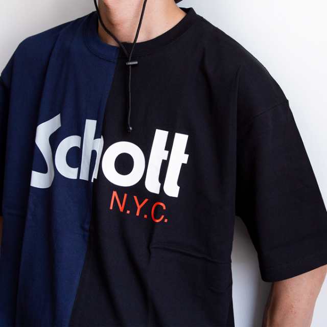 Sale Schott ショット Schott ベーシックロゴ ハーフコンビ オーバーサイズ バイカラー Tシャツ S S Schott Tシャの通販はau Pay マーケット ジーンズステーション Jeans Station