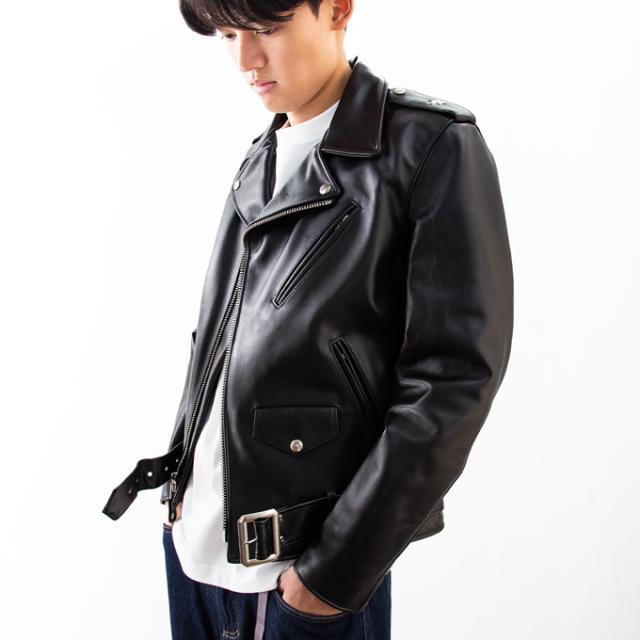 ジョジョSCHOTT ベルト レザー　スター　BLACK 34 ショット レザー ライダースジャケット 34 メンズ ブラック 牛革