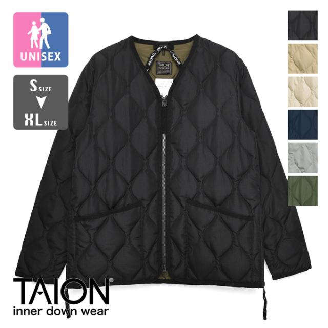 TAION タイオン UNISEX ミリタリー Vネック ジップ ダウンジャケット TAION-101ZML-1 /インナーダウン アウター メンズ レディース ユニセックス