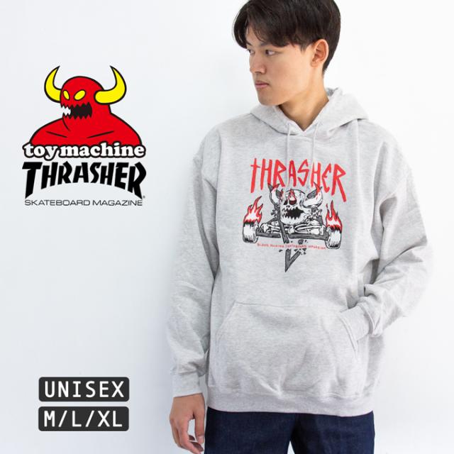 THRASHER × TOY MACHINE スラッシャー × トイマシーン MONSTER GRAM HOOD モンスター グラム スウェット フーディ 315043 / スラッシャー トイマシン コラボ パーカー トレーナー スケーター アメカジ
